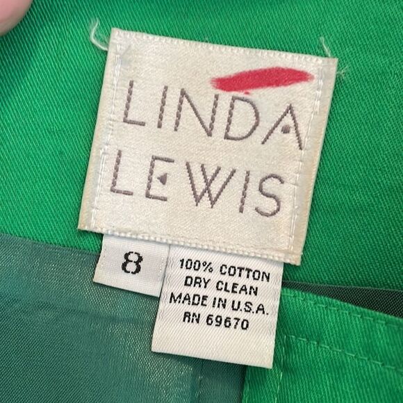 Vintage‎ 80s Linda Lewis green cotton military style long jacket or coat dress - Picture 8 of 11